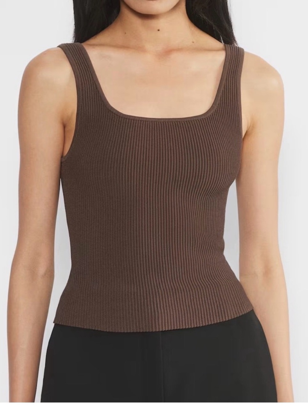Aritzia Babaton Sculpt Knit Squareneck Tank- Brown - Medium
